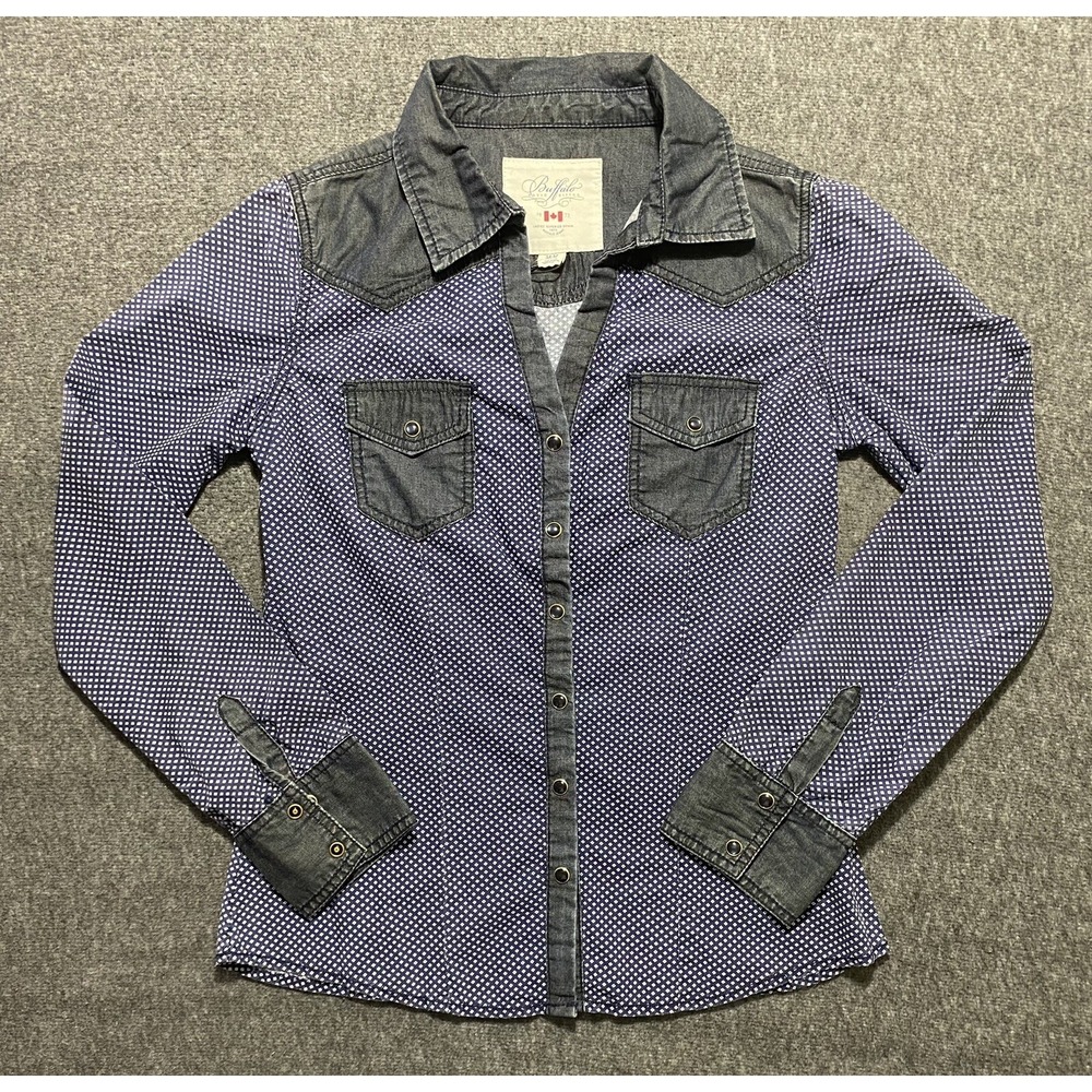 Buffalo by David Bitton Trixie True Blue Denim Western Shirt Top Size M